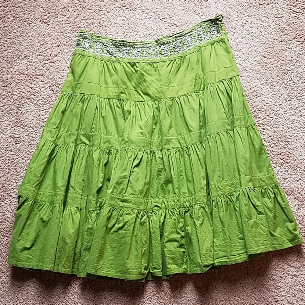 Derek heart green layered skirt with jeweled waist